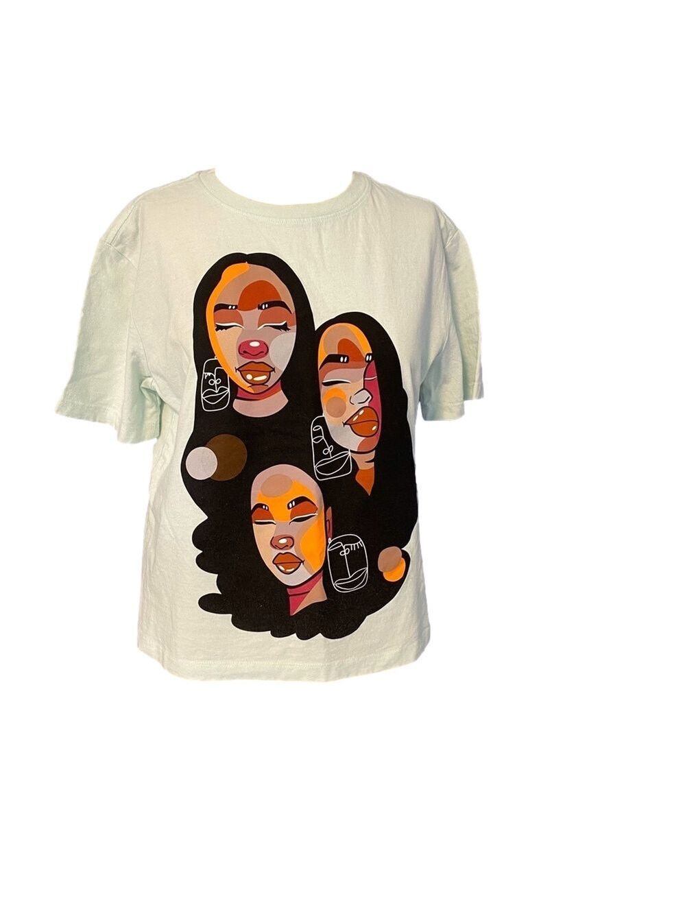 Pink Lomein Graphic Tee Artistic Faces Shirt Streetwear Artsy Small